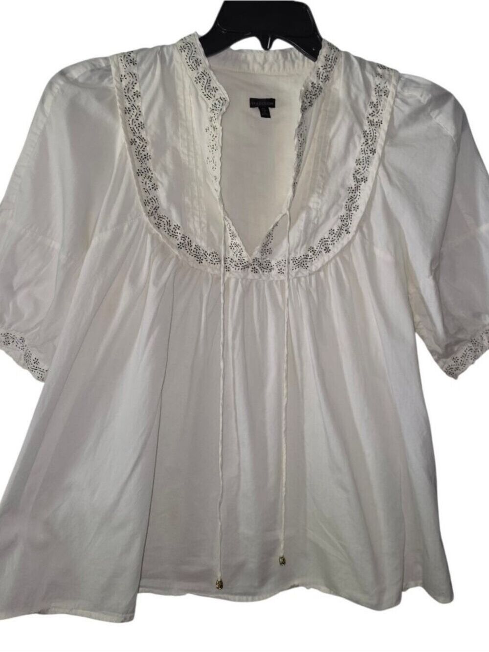 Madison Off White Short Sleeve Blouse Medium - Picture 2 of 7
